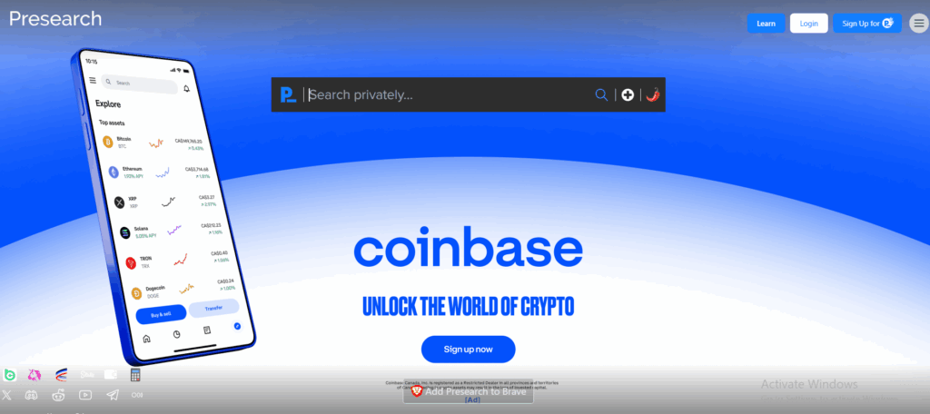 presearch coinbase